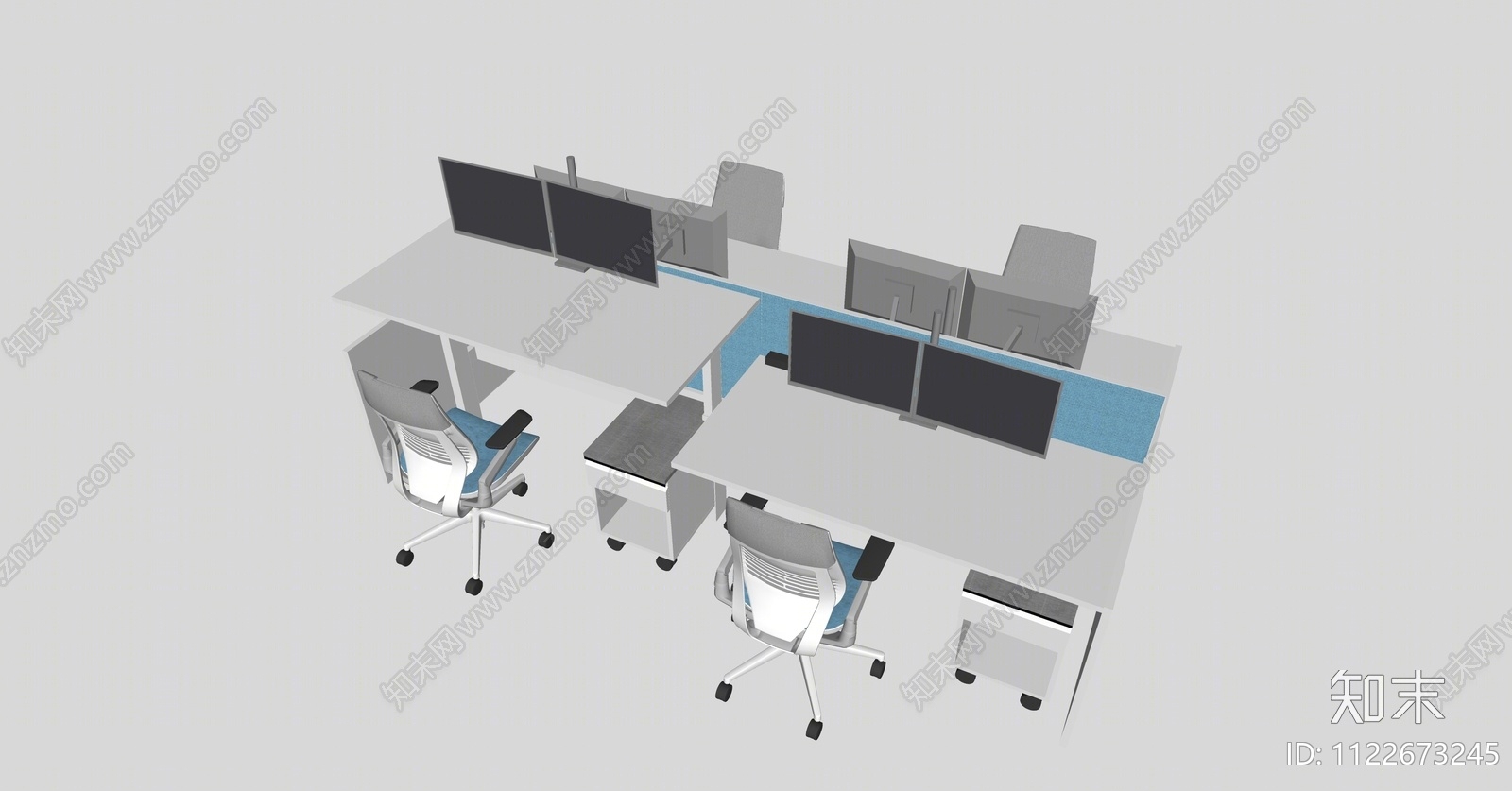现代办公桌椅组合SU模型下载【ID:1122673245】