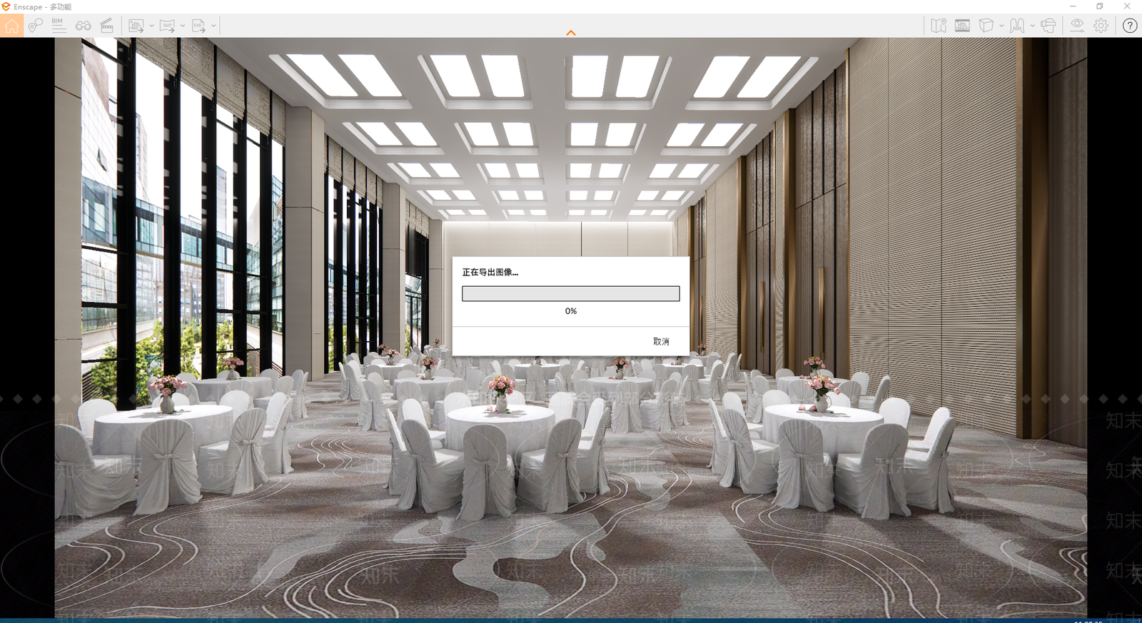 现代酒店宴会厅SU模型下载【ID:1122683366】