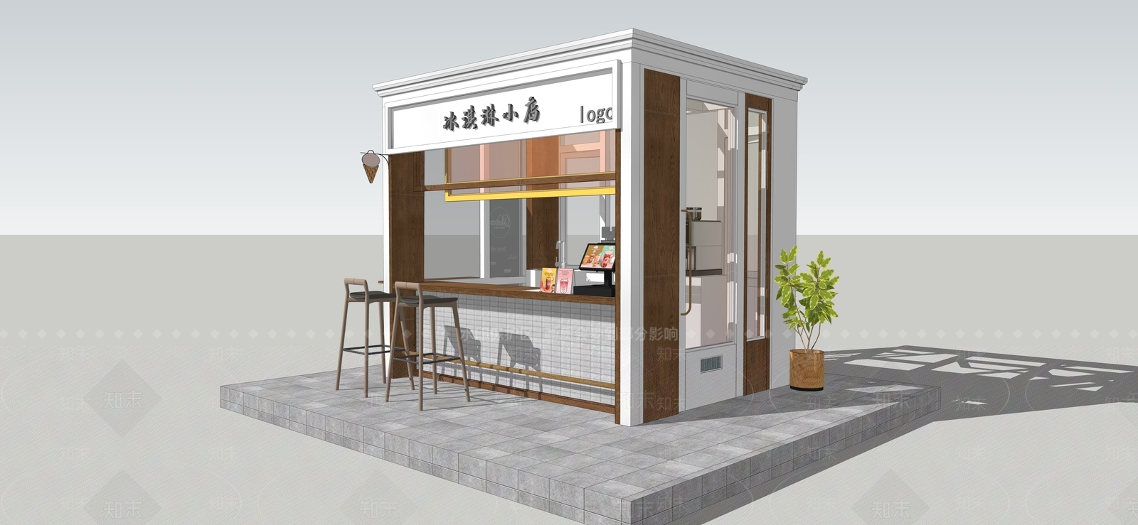 现代摊位SU模型下载【ID:1122687053】
