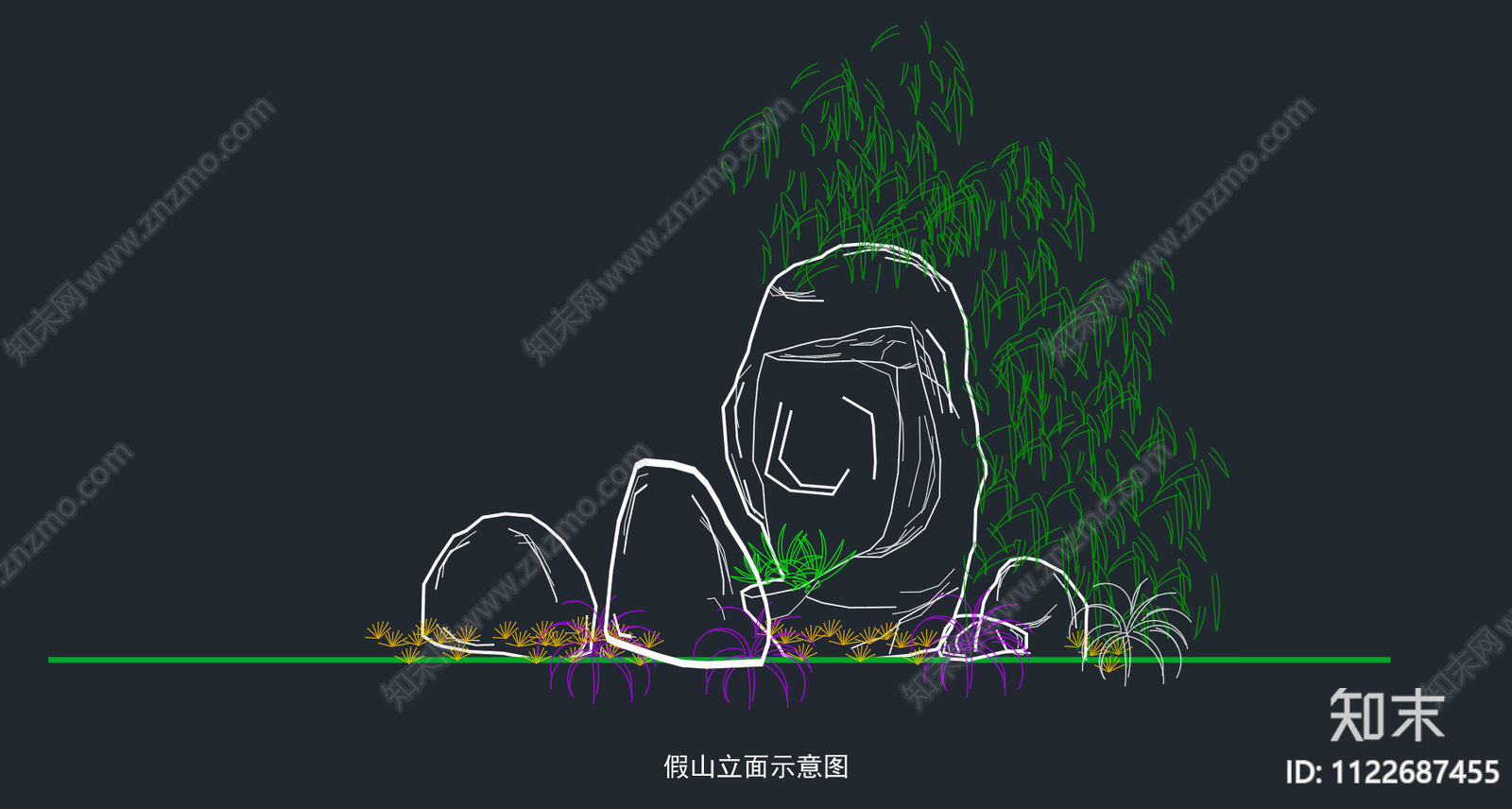假山置石cad施工图下载【ID:1122687455】