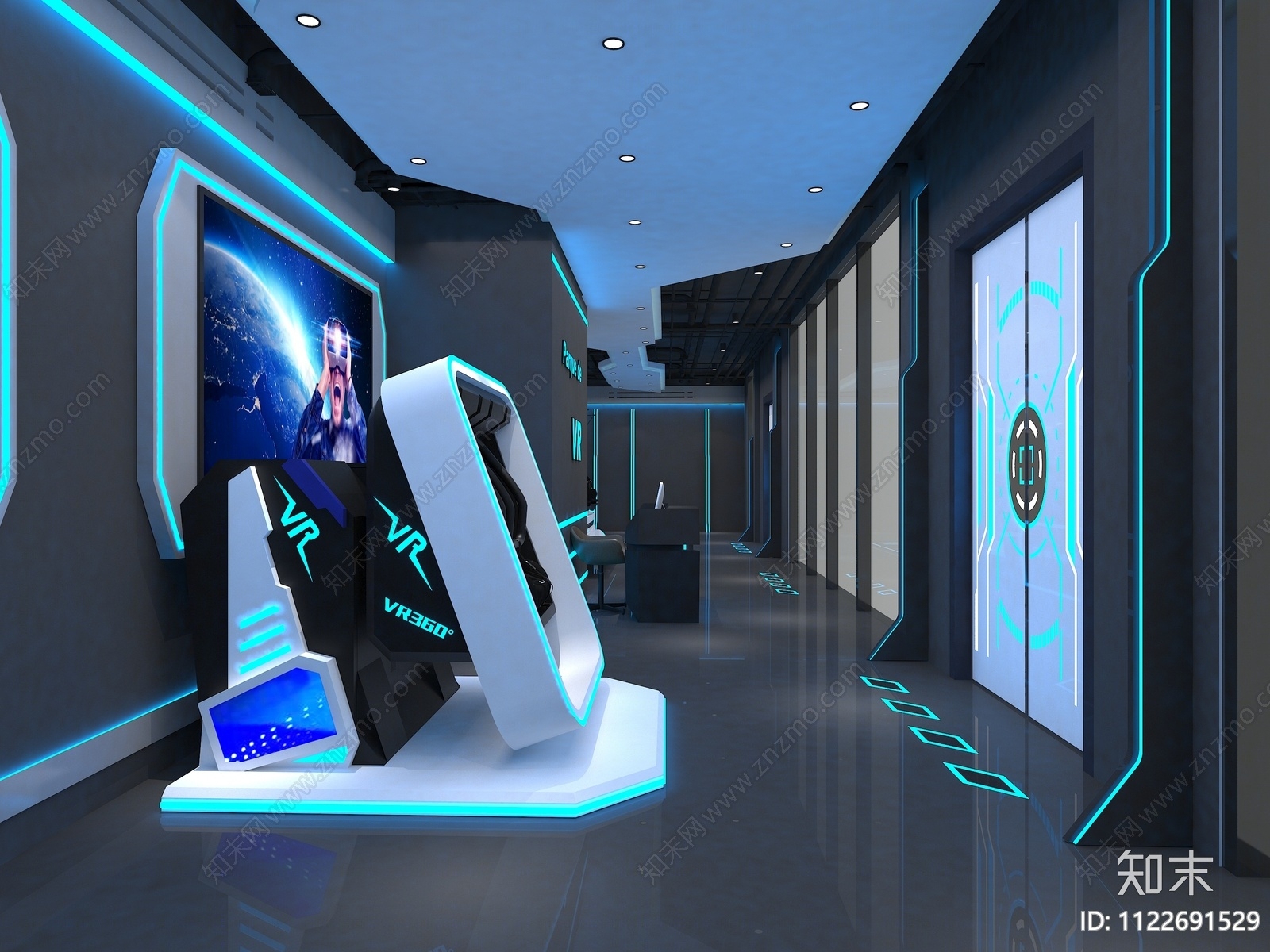 现代VR游戏体验室3D模型下载【ID:1122691529】