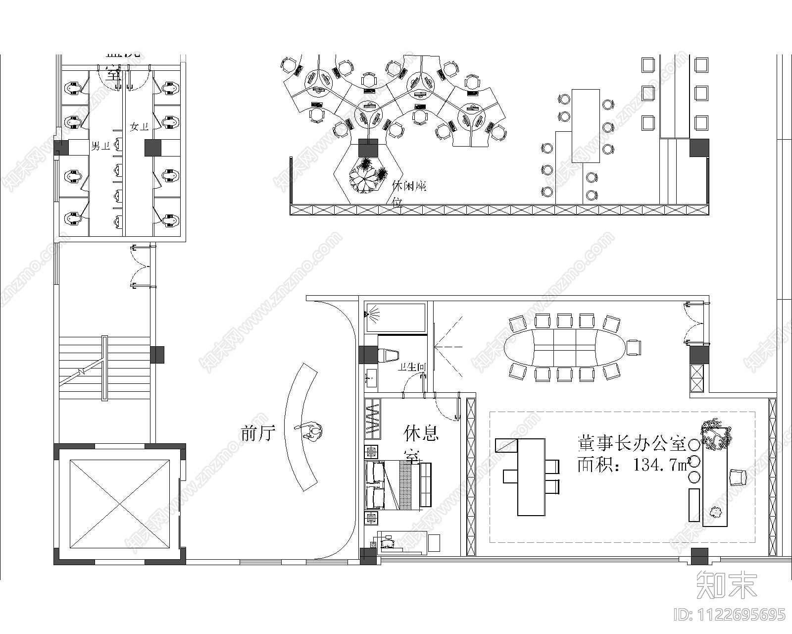 异办公室cad施工图下载【ID:1122695695】