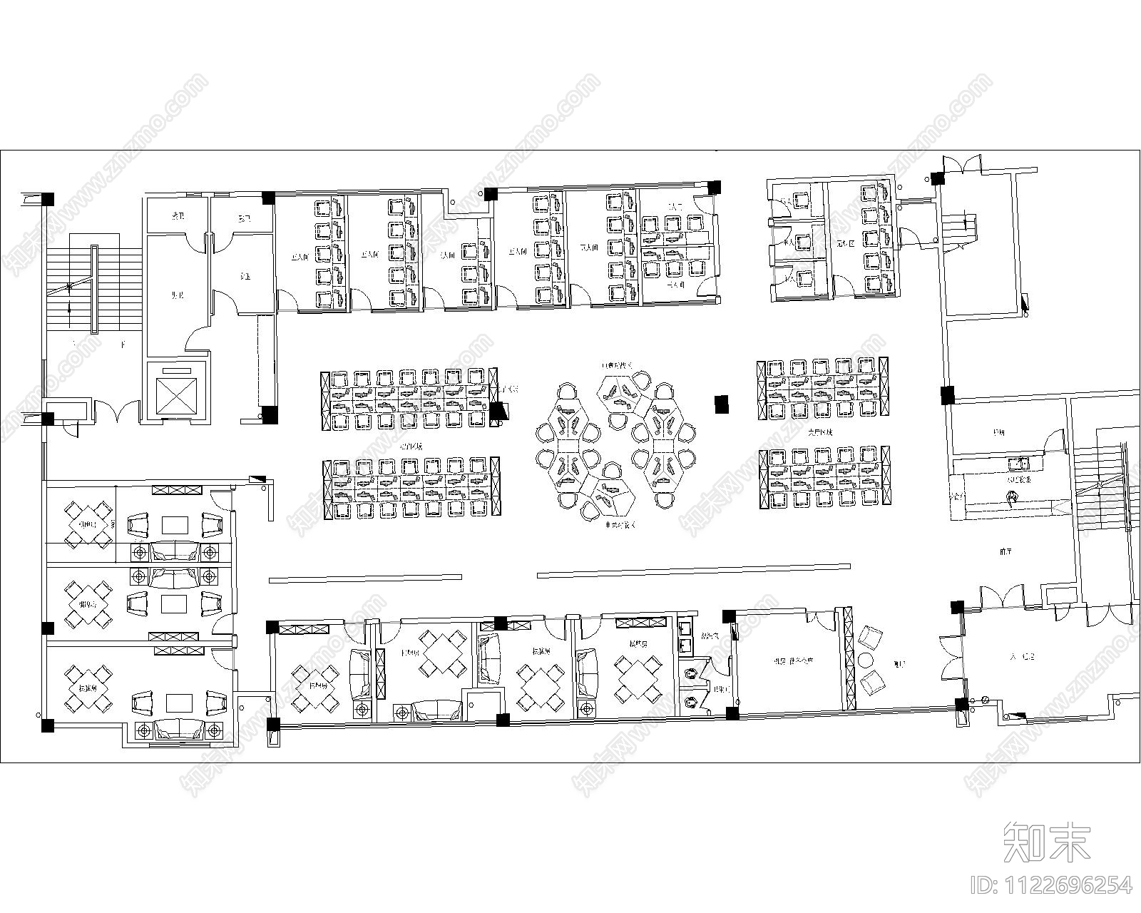 网吧平面方案cad施工图下载【ID:1122696254】