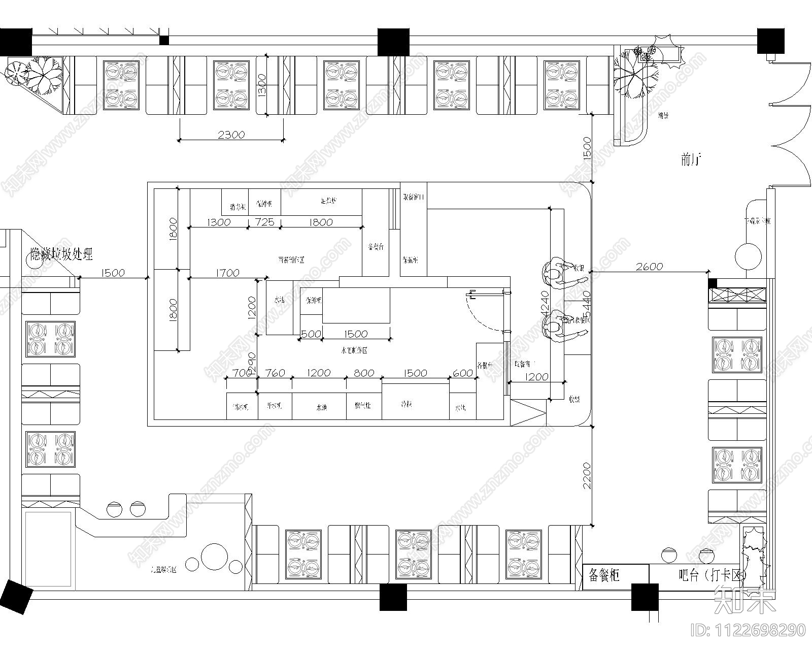 现代中餐厅平面方案cad施工图下载【ID:1122698290】