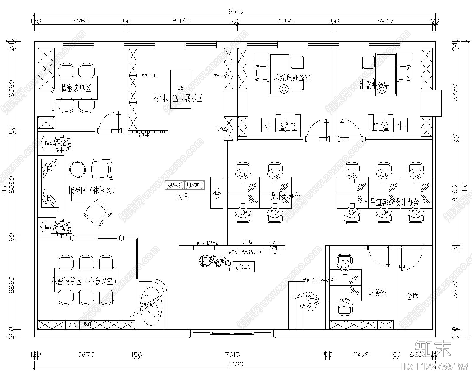 设计工作室平面方案施工图下载【ID:1122756183】