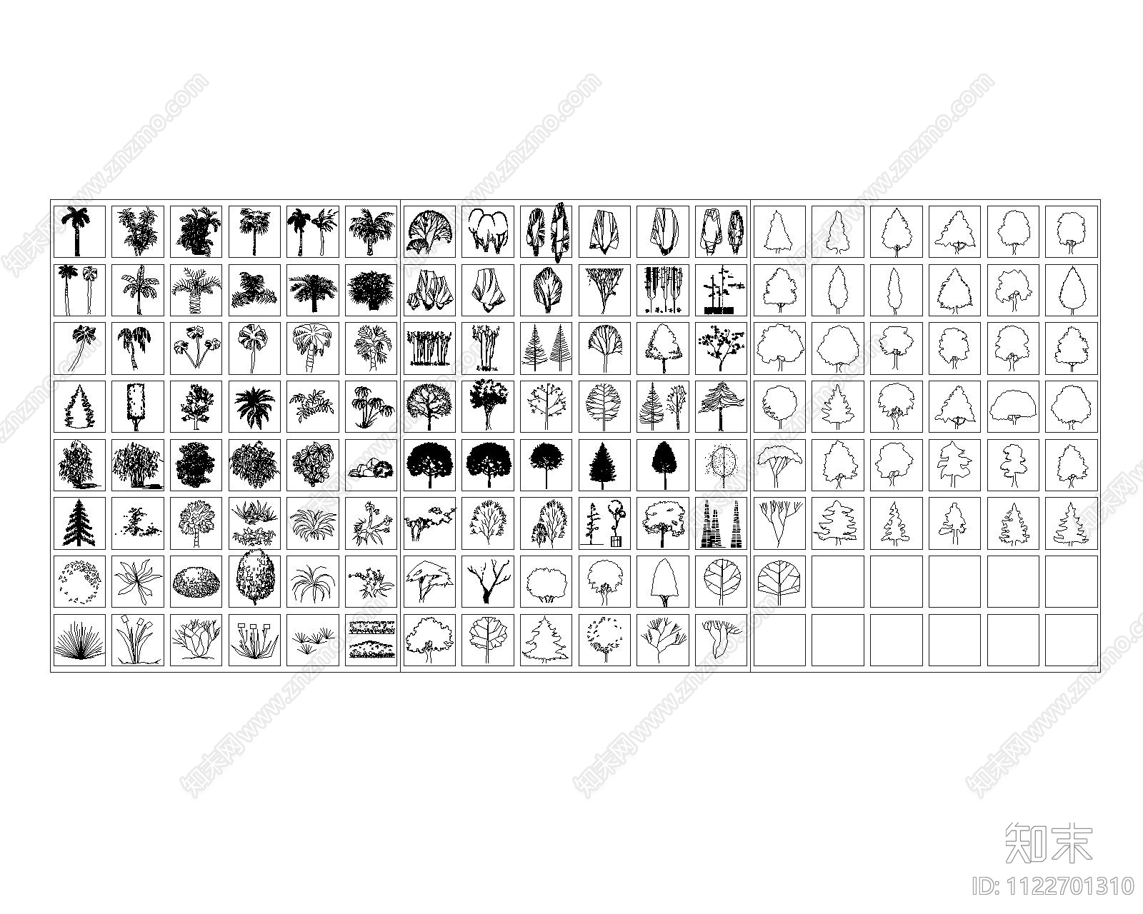 现代植物图例cad施工图下载【ID:1122701310】