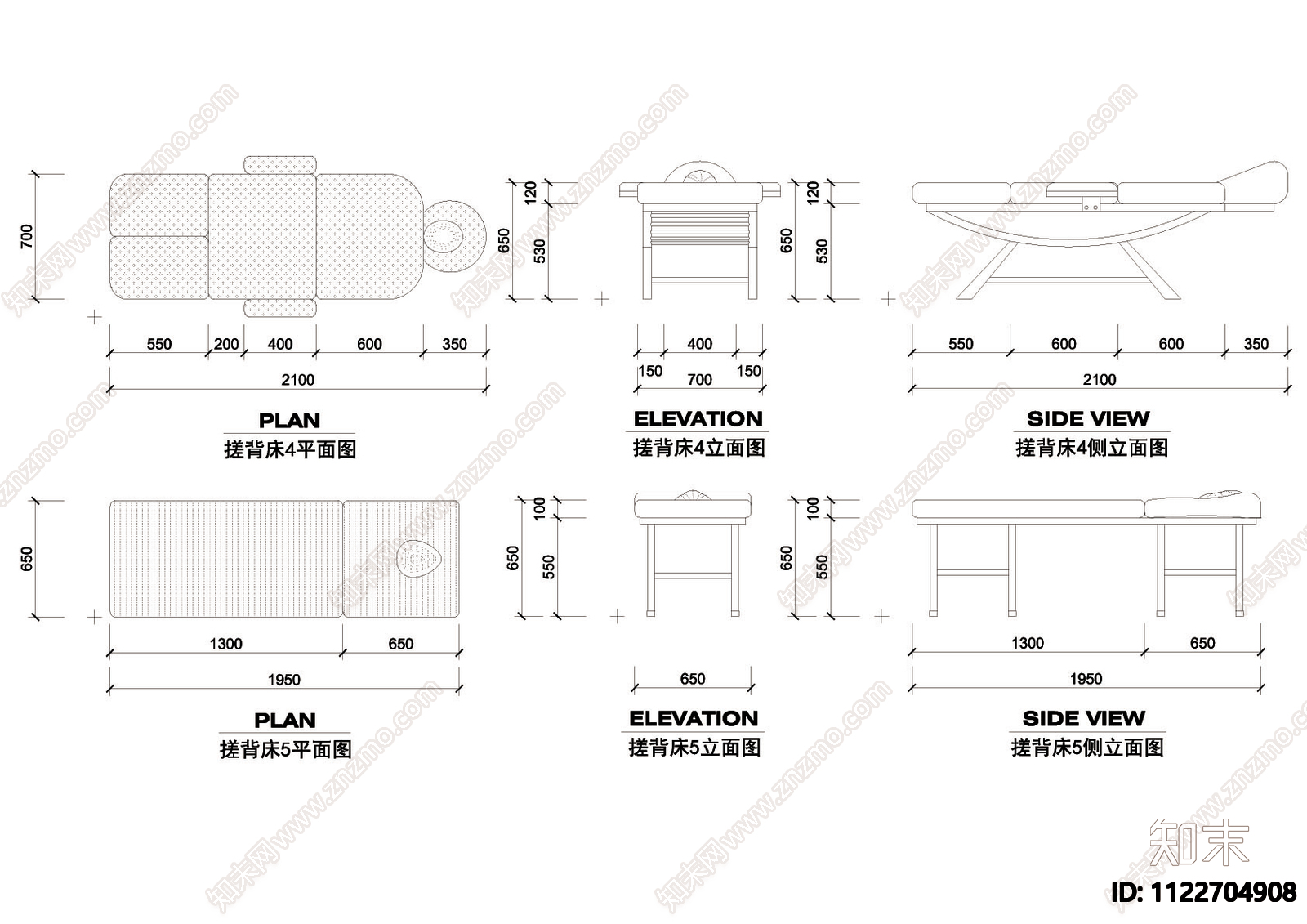 现代搓背床平立面图库cad施工图下载【ID:1122704908】