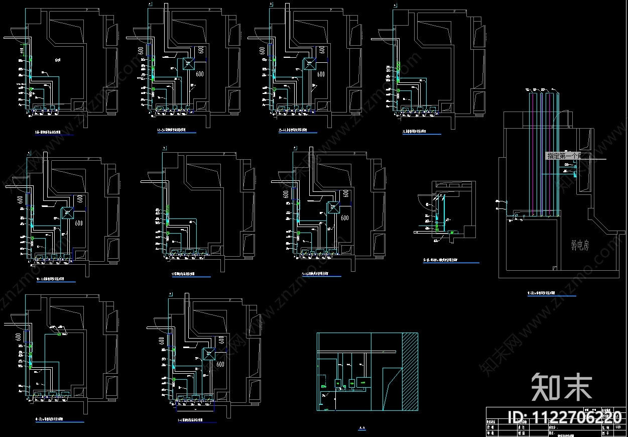 弱电系统图模板计算机网络机房等施工图下载【ID:1122706220】