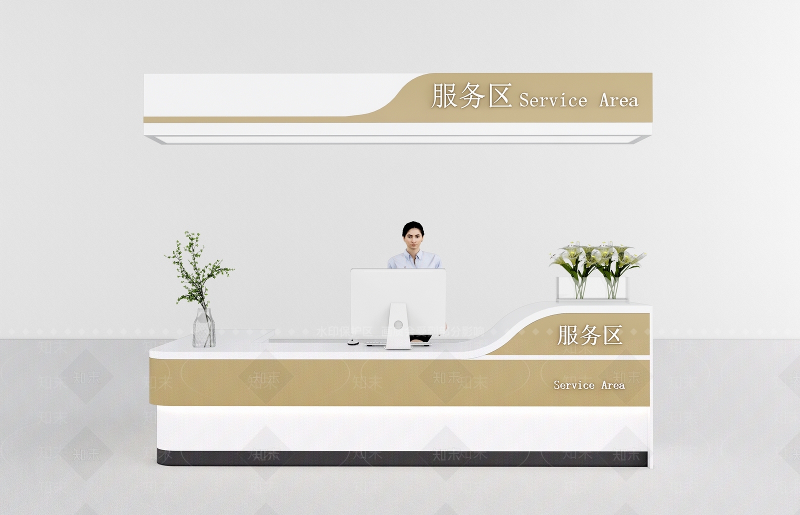 现代服务台SU模型下载【ID:1122707846】