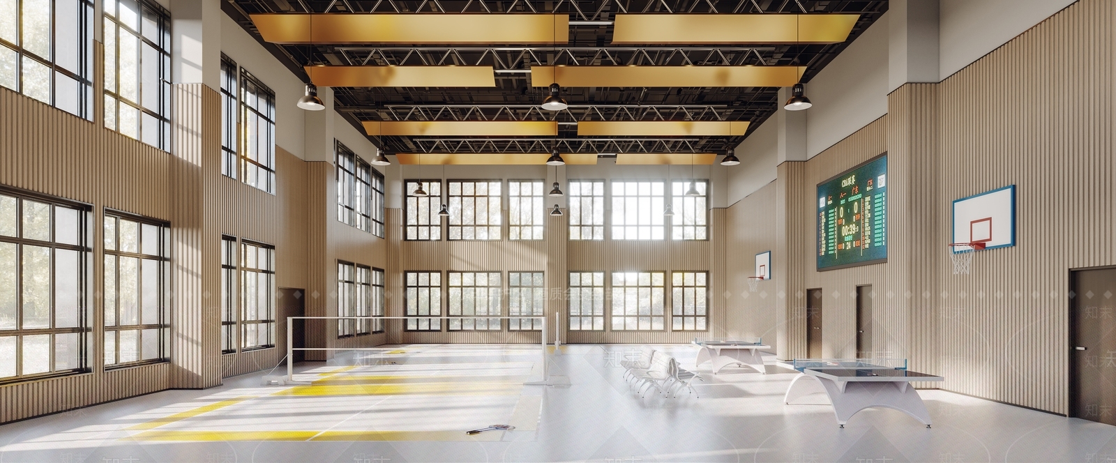 现代羽毛球场3D模型下载【ID:1122714126】