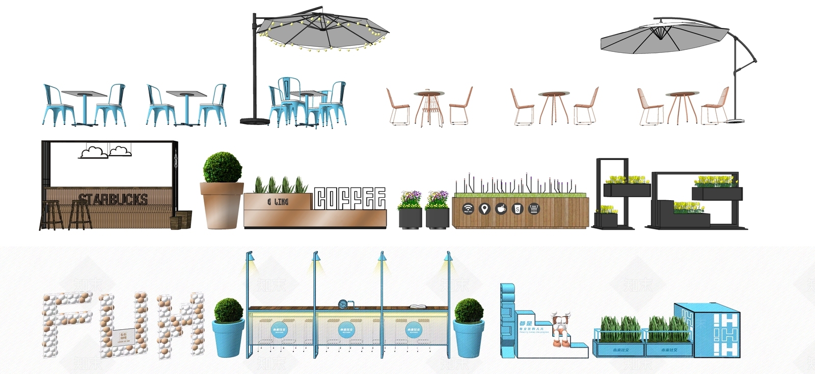 现代商业街外摆SU模型下载【ID:1122716325】