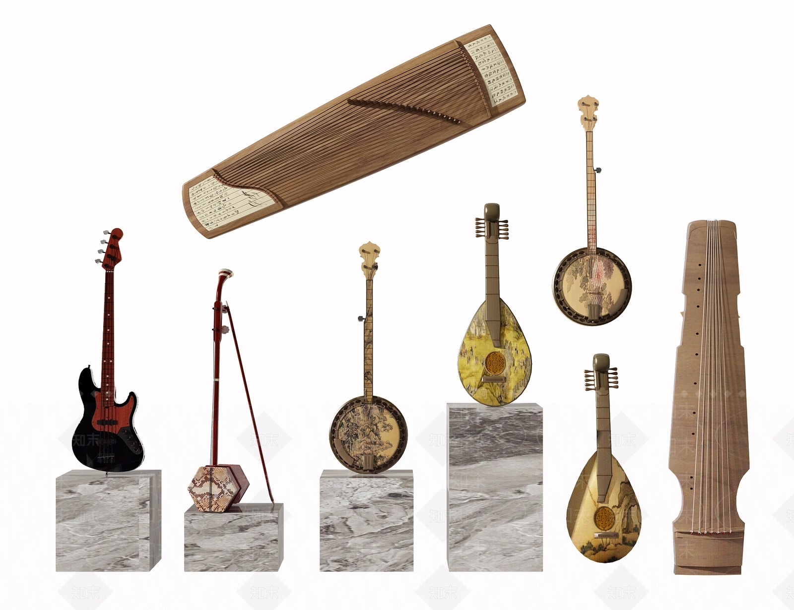 现代乐器组合3D模型下载【ID:1122719220】