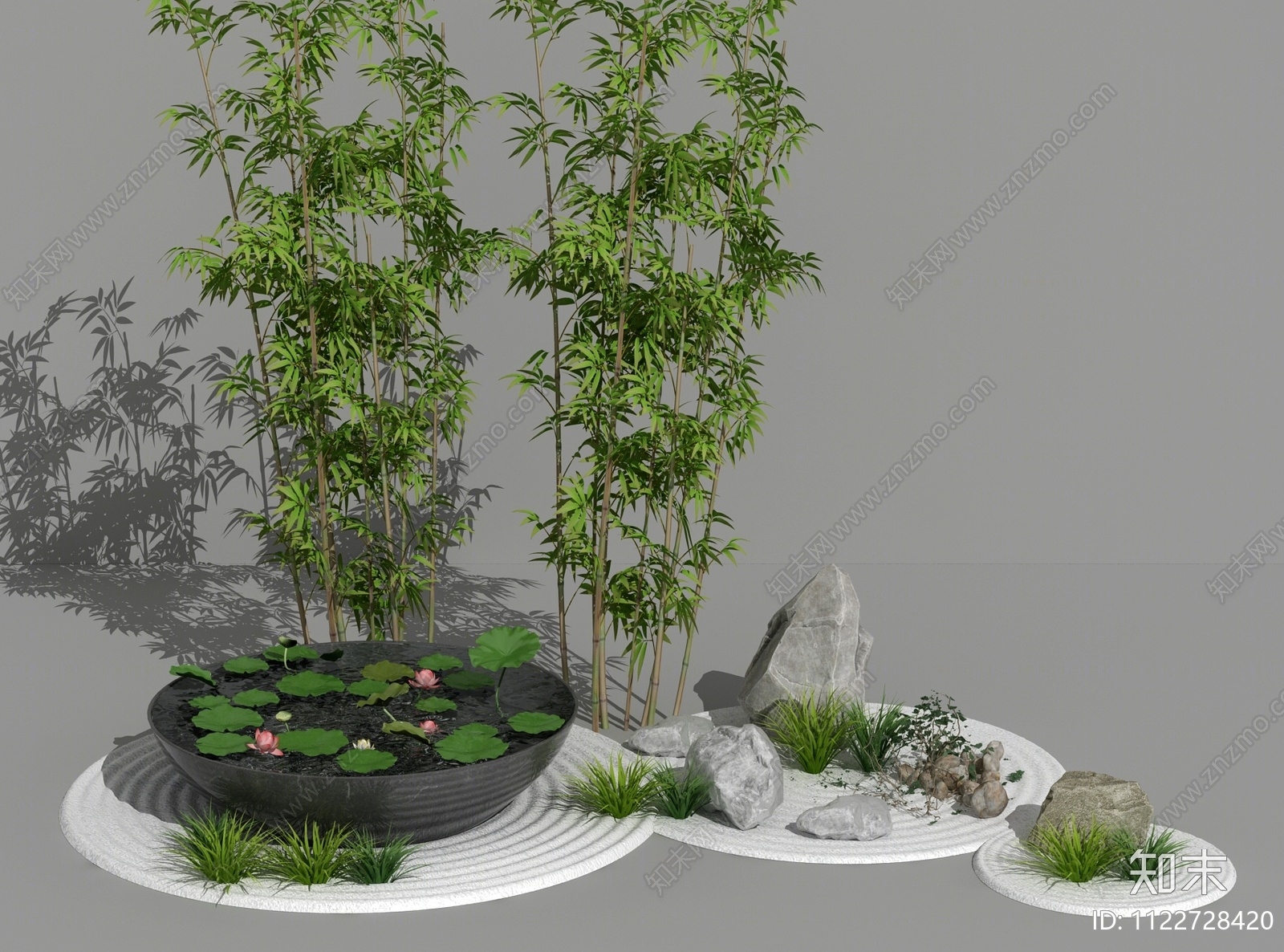 新中式假山水景3D模型下载【ID:1122728420】