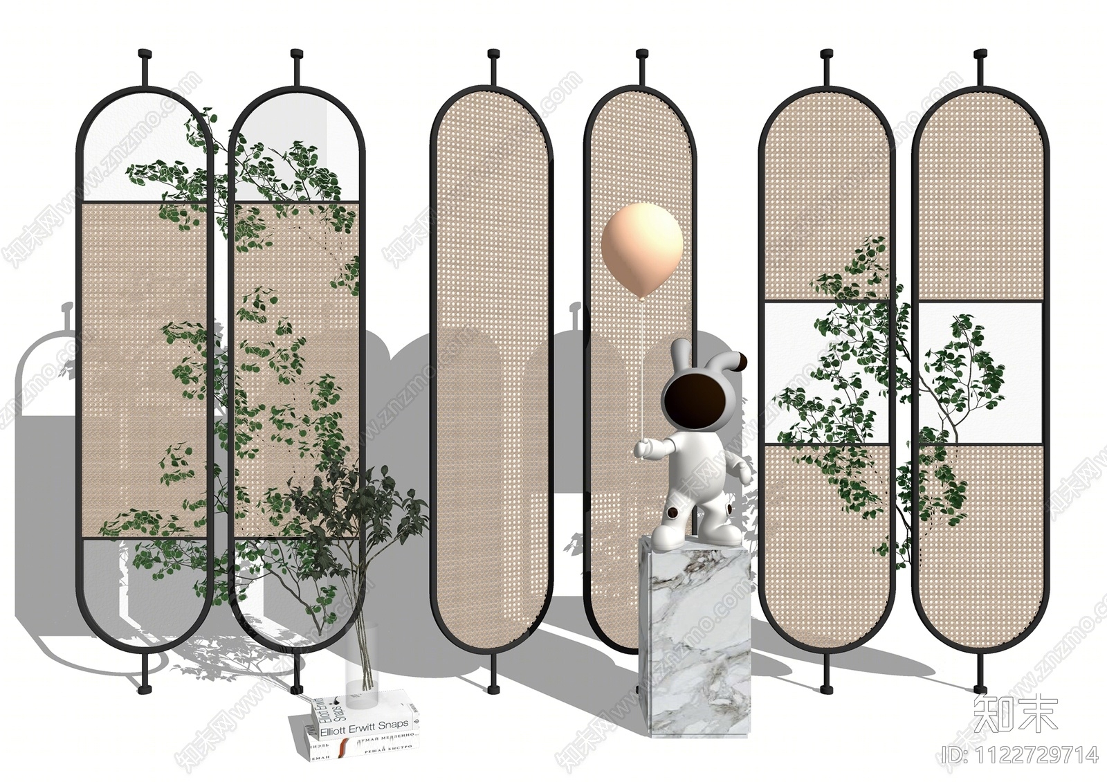 现代藤编玻璃隔断SU模型下载【ID:1122729714】