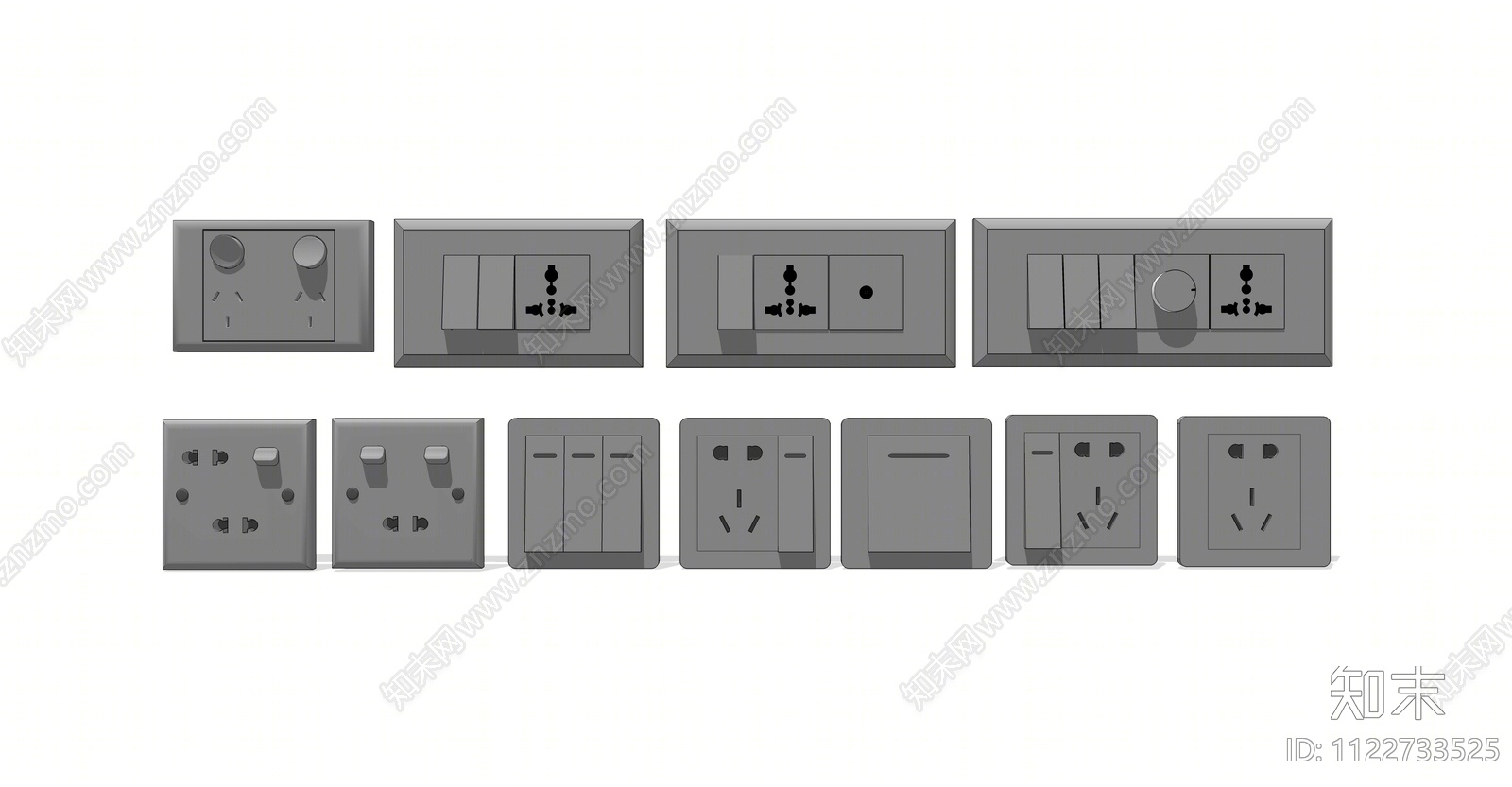 现代开关插座组合SU模型下载【ID:1122733525】