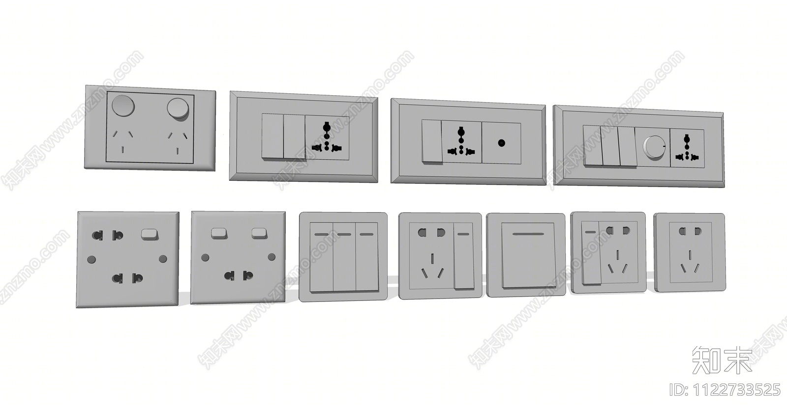 现代开关插座组合SU模型下载【ID:1122733525】