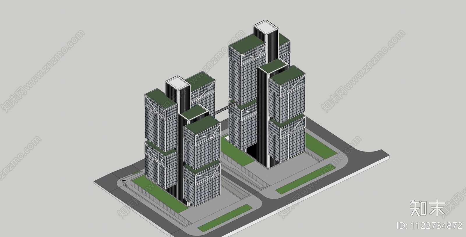 现代办公楼SU模型下载【ID:1122734872】