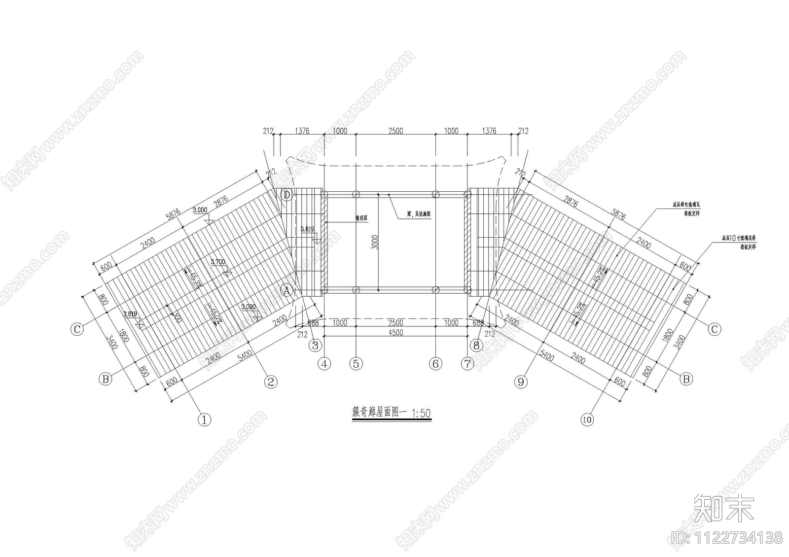 新古典仿古建长廊cad施工图下载【ID:1122734138】