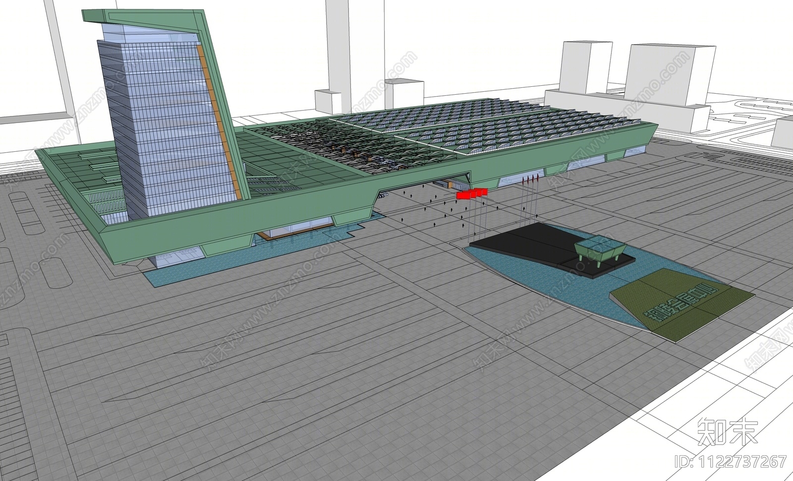 现代展览馆建筑SU模型下载【ID:1122737267】