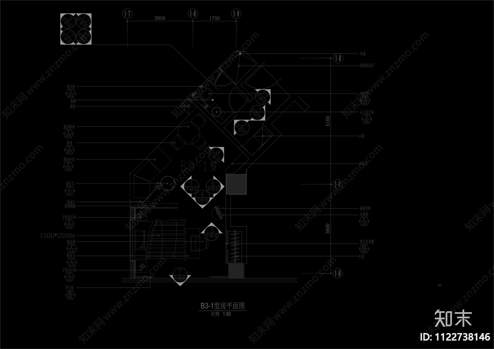 上海礼顿国际公寓B3-1型施工图下载【ID:1122738146】