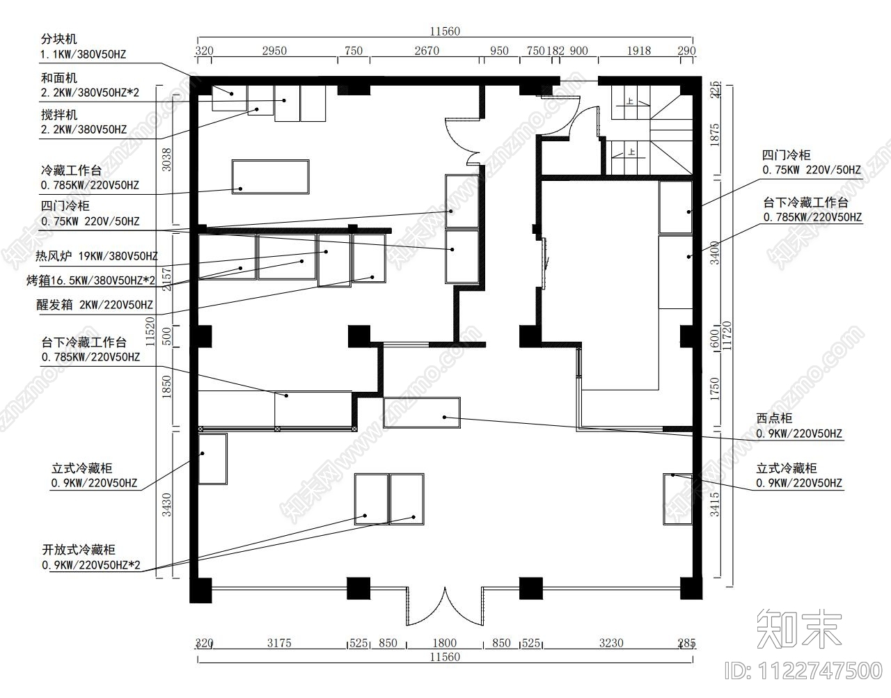 现代简约烘焙糕点店cad施工图下载【ID:1122747500】