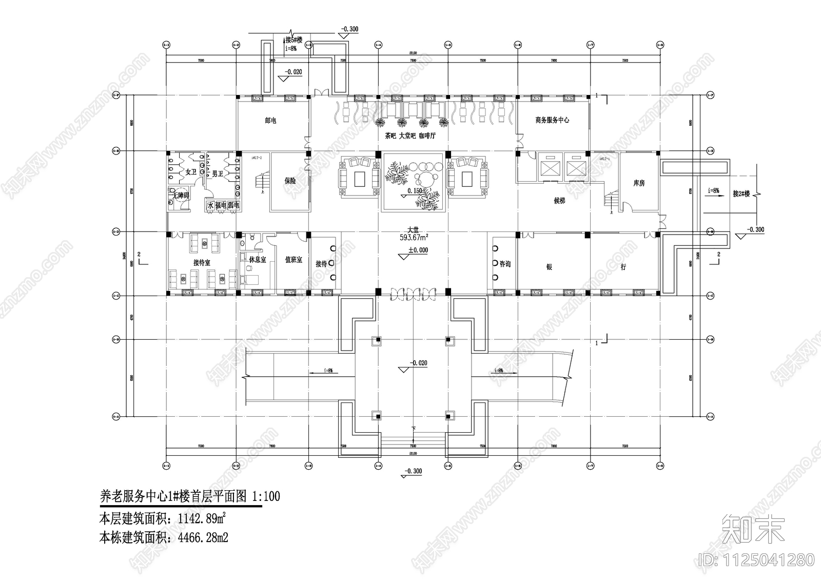 新中式养老服务中心cad施工图下载【ID:1125041280】