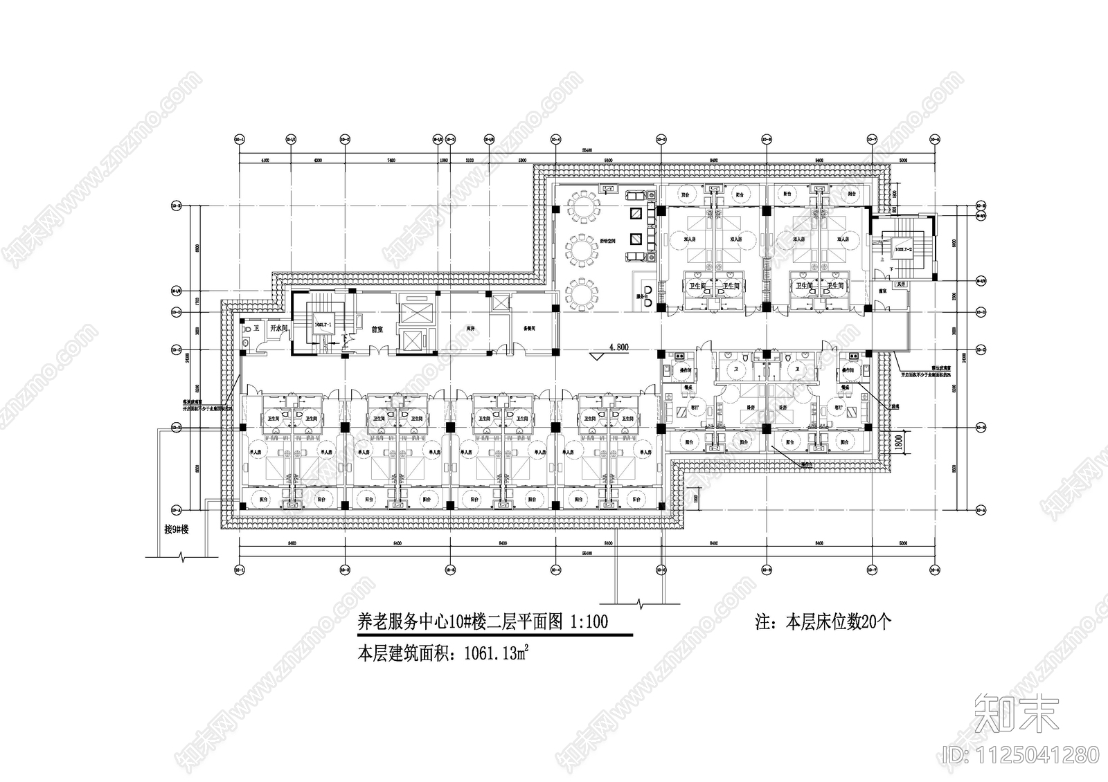 新中式养老服务中心cad施工图下载【ID:1125041280】