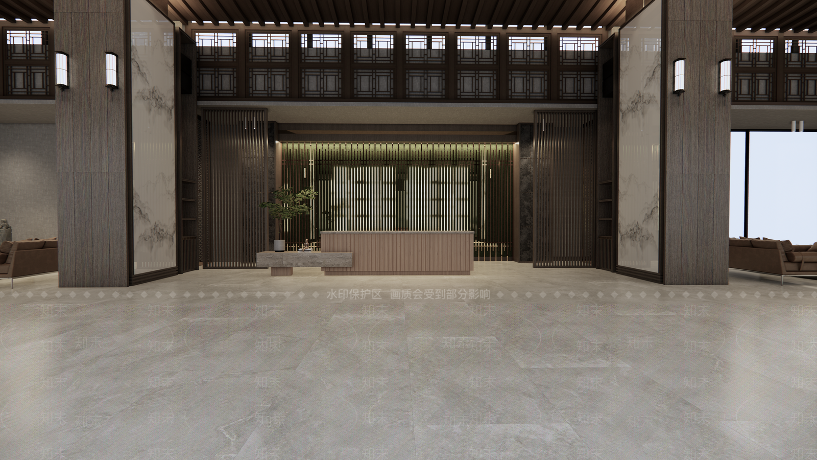 中式售楼处内部SU模型下载【ID:1122824876】