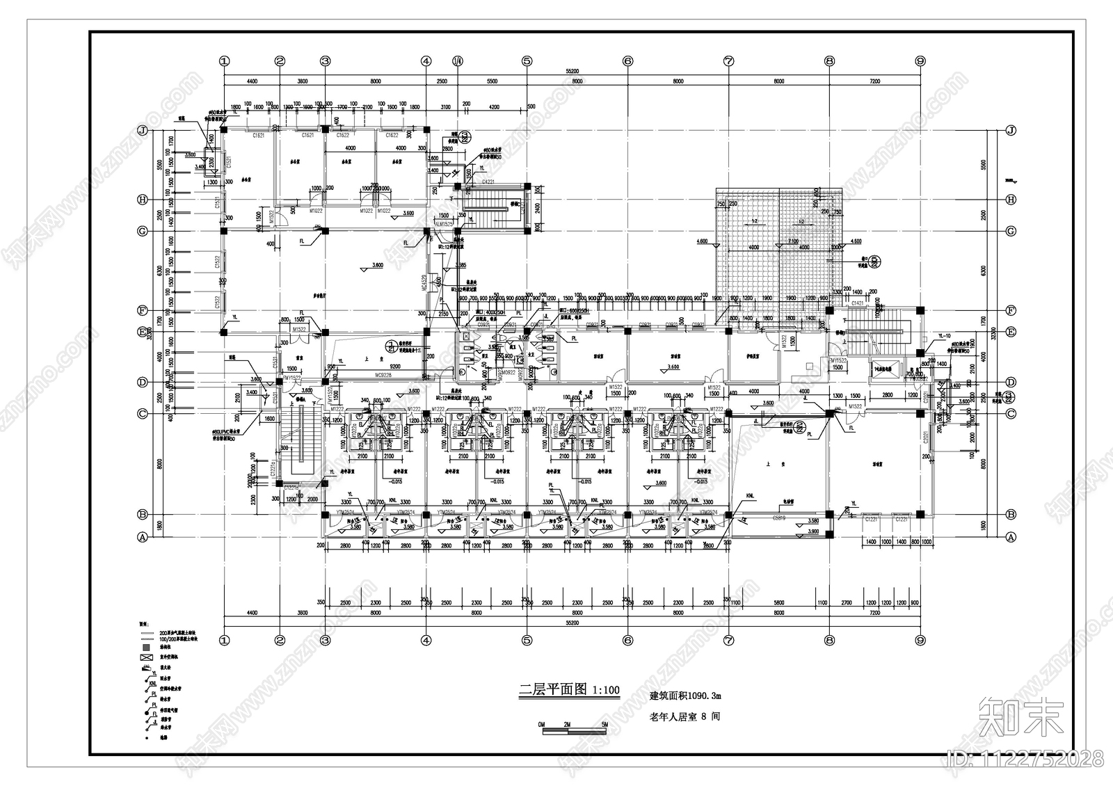 新中式养老福利院cad施工图下载【ID:1122752028】