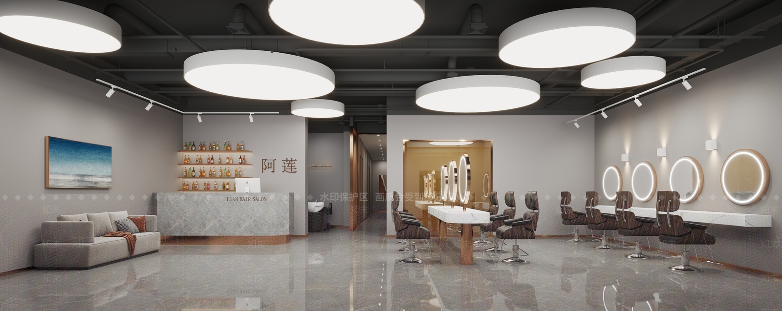现代美发店3D模型下载【ID:1122752832】