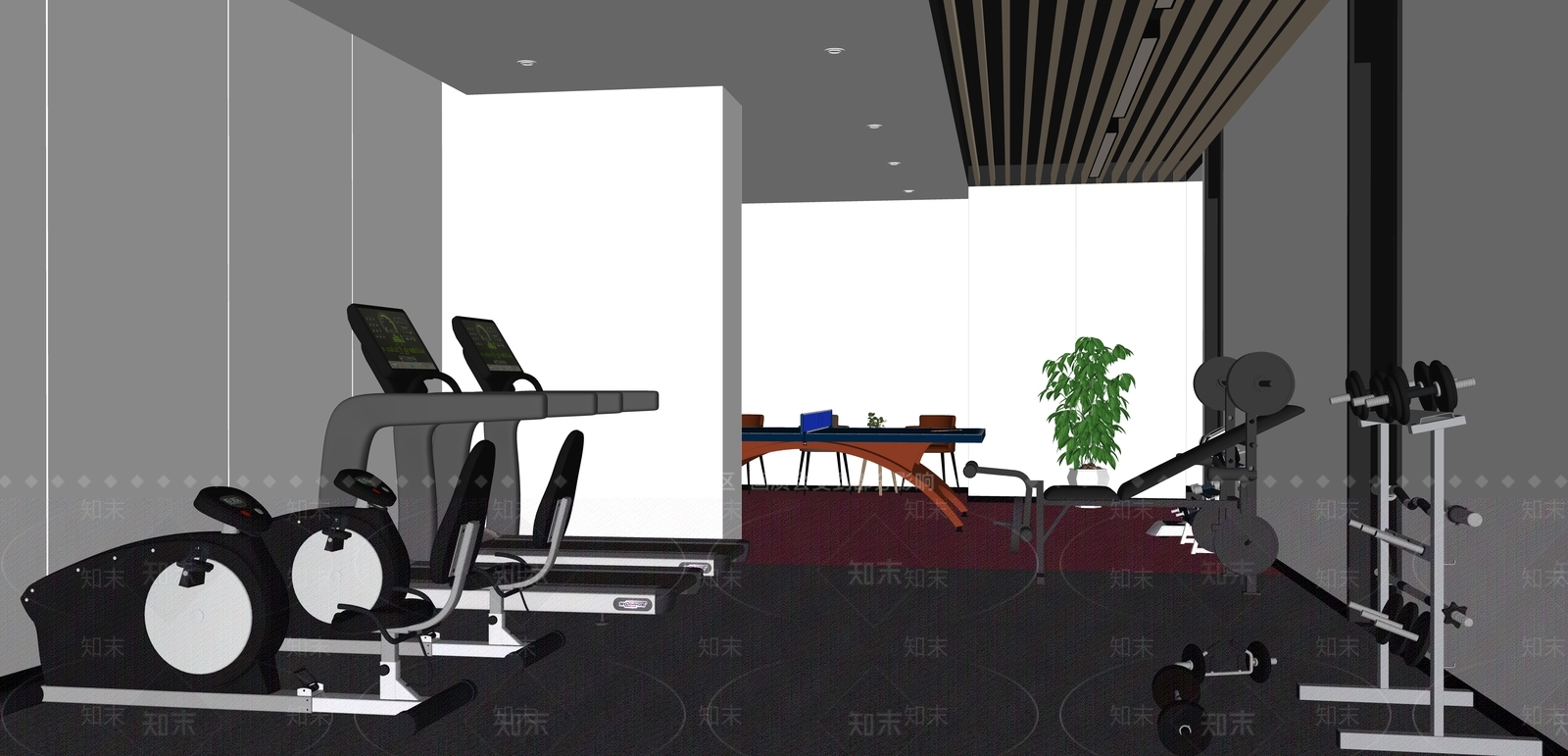 现代健身房SU模型下载【ID:1122756571】