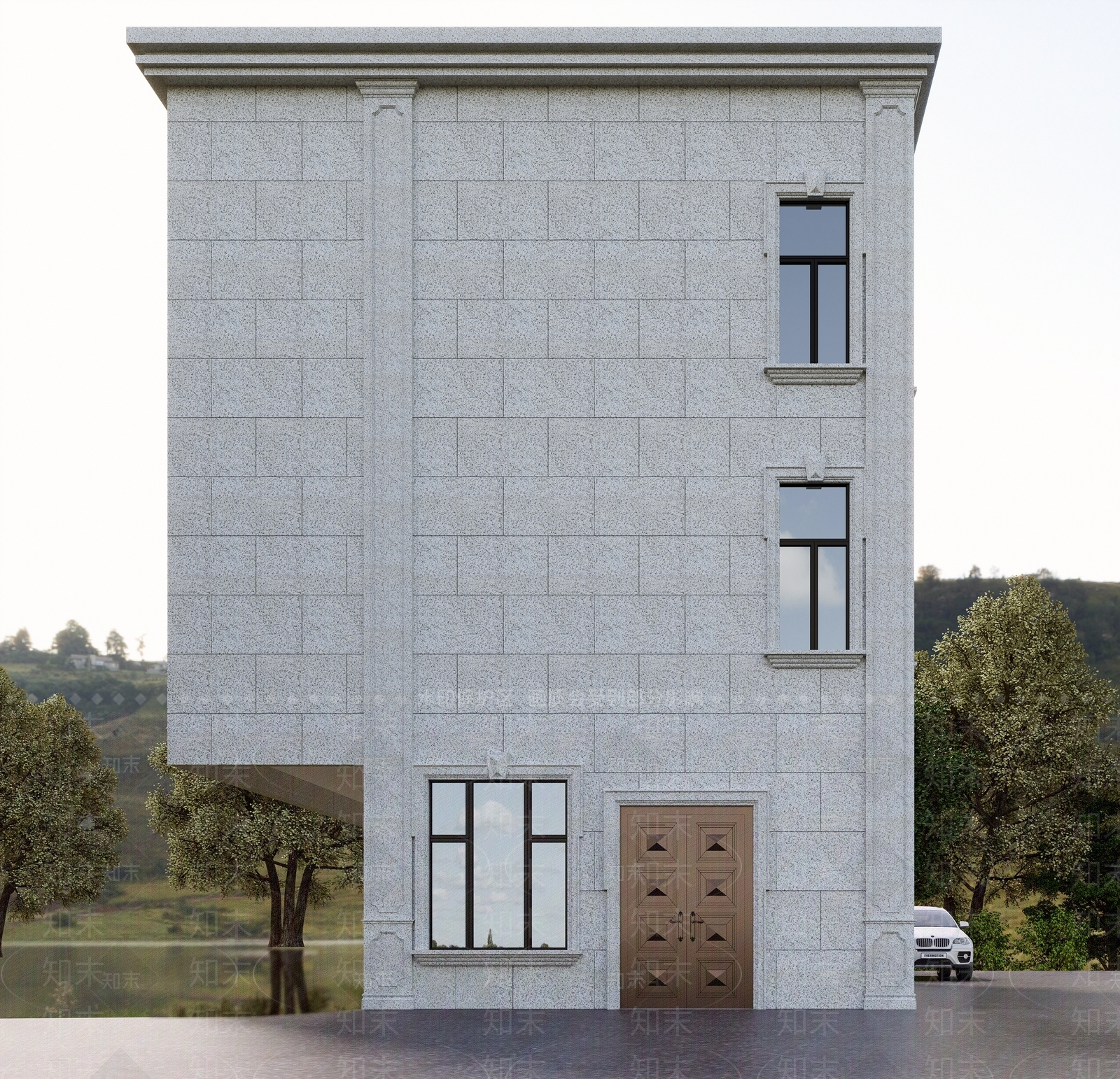 简欧自建房外观3D模型下载【ID:1122758340】