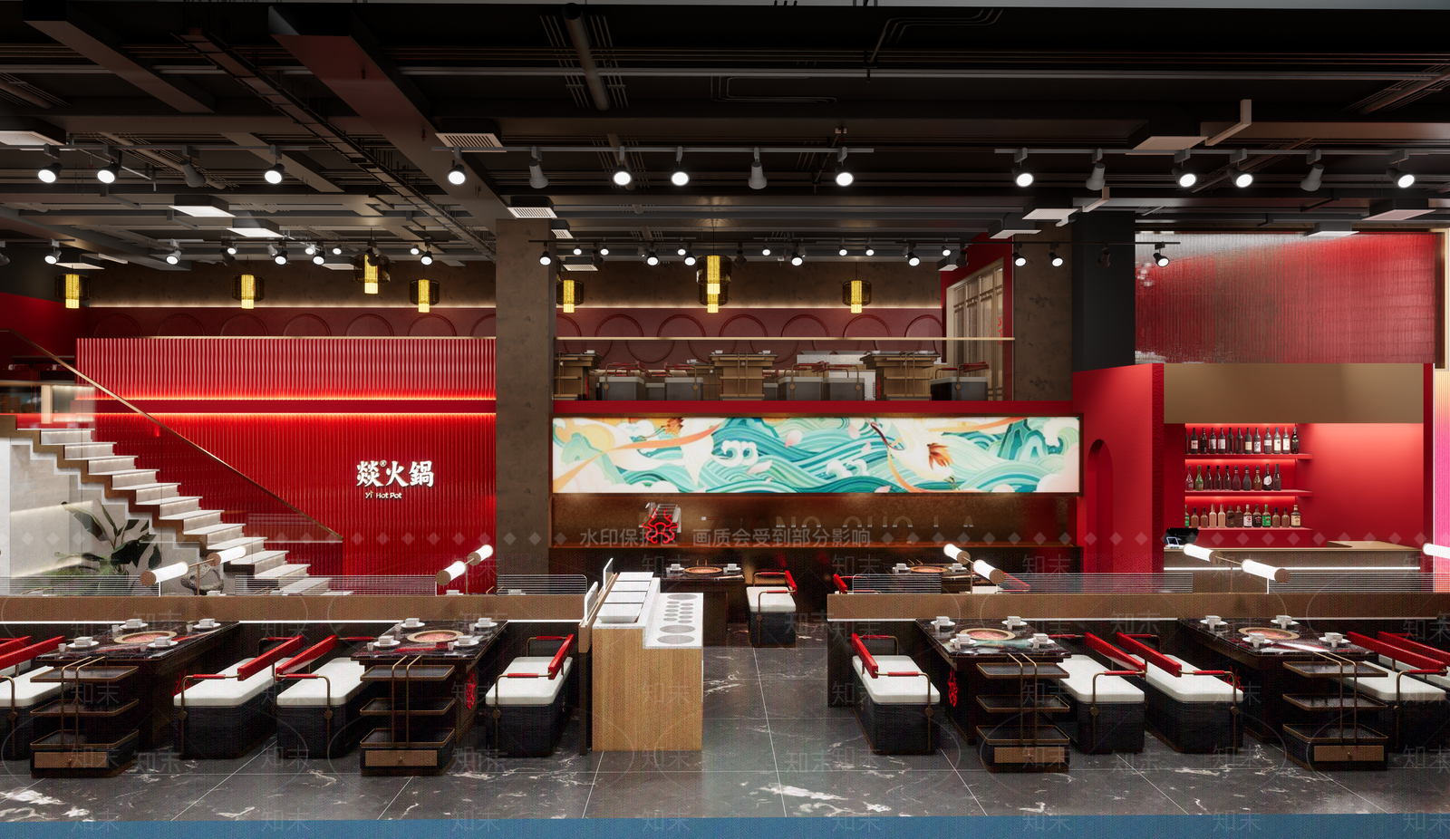 现代国潮火锅店SU模型下载【ID:1122771921】