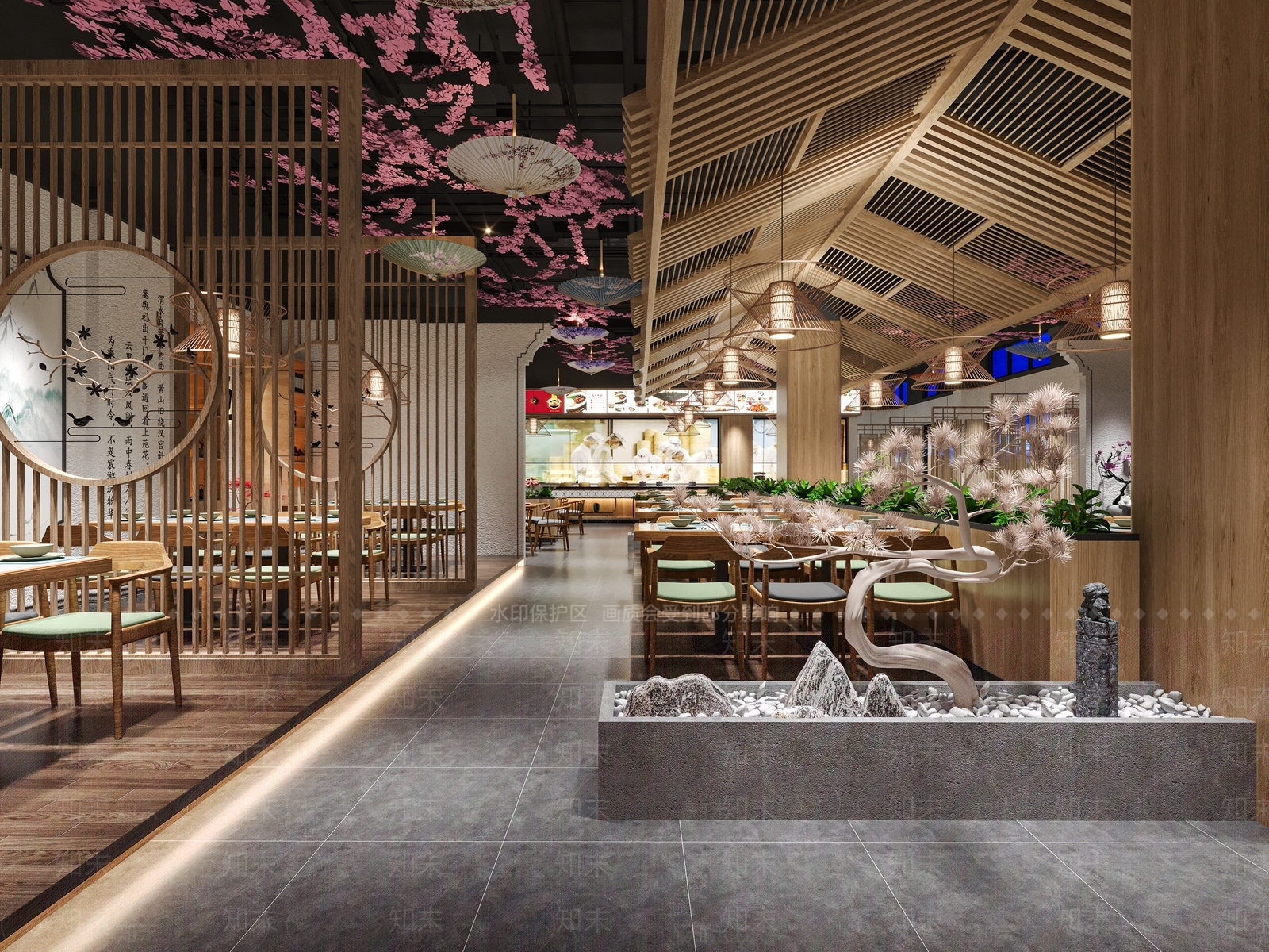 新中式中餐厅3D模型下载【ID:1221488642】