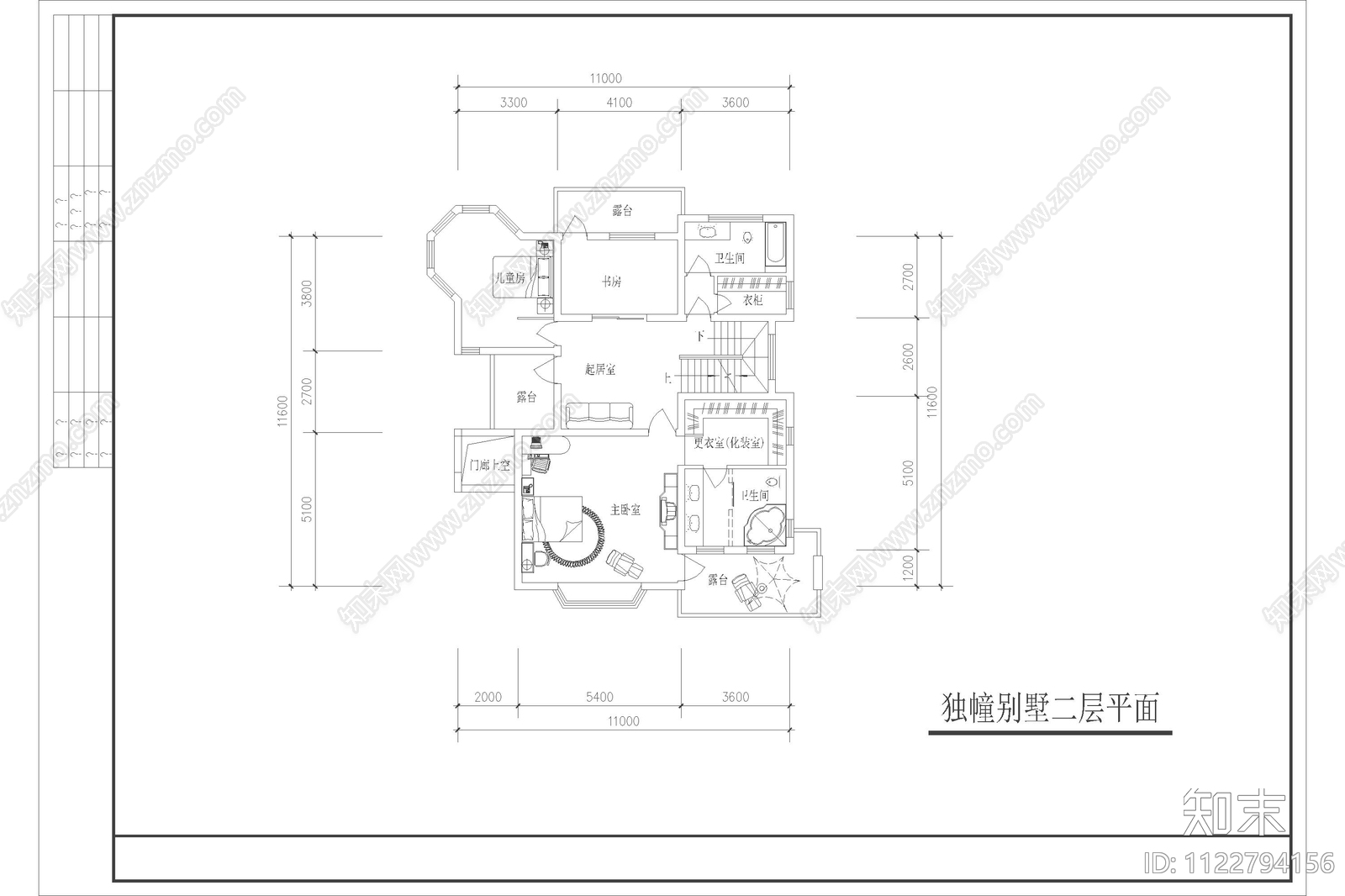 现代农村自建房别墅设计cad施工图下载【ID:1122794156】