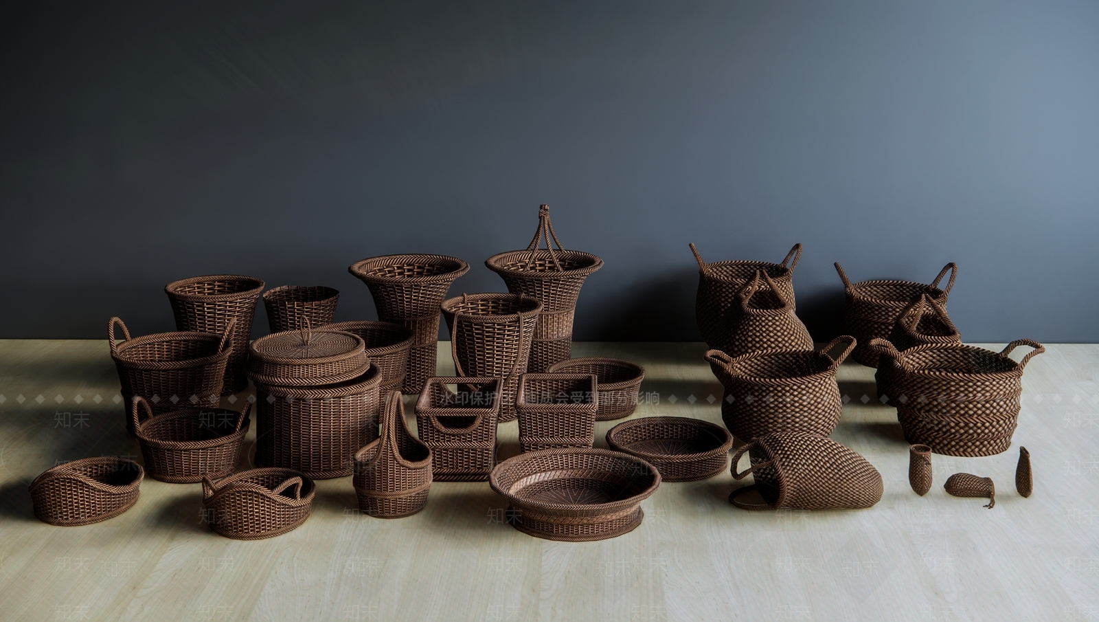 现代竹编篮子SU模型下载【ID:1122794595】