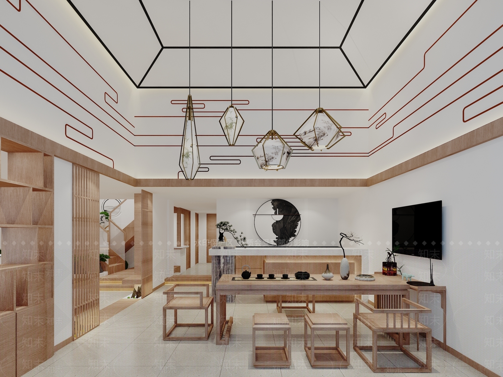 新中式理发店3D模型下载【ID:1122796824】