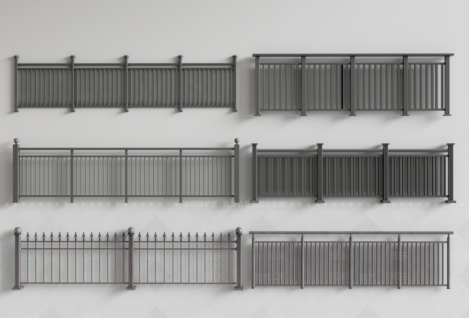 现代铁艺栏杆SU模型下载【ID:1122797422】