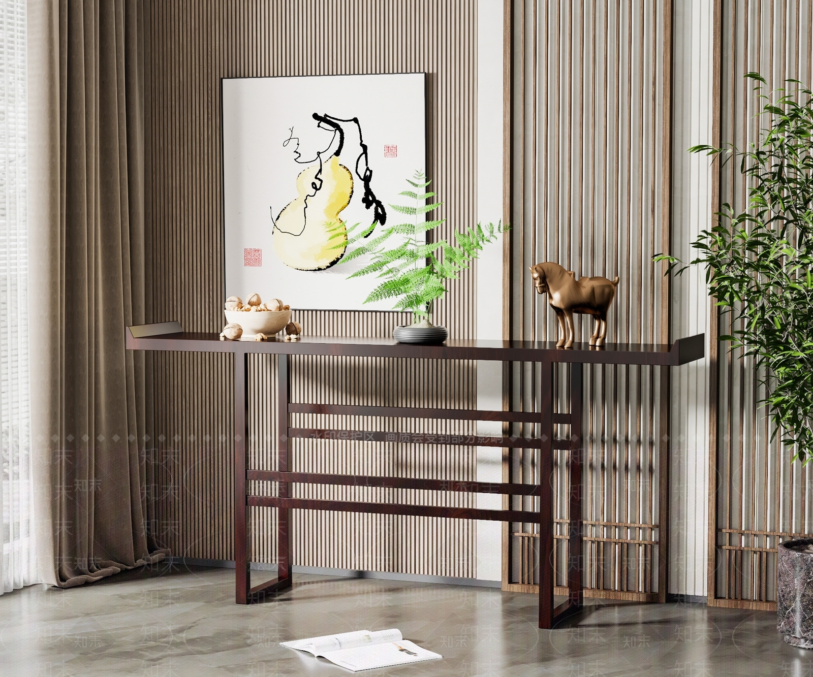 新中式玄关端景条案3D模型下载【ID:1122802539】