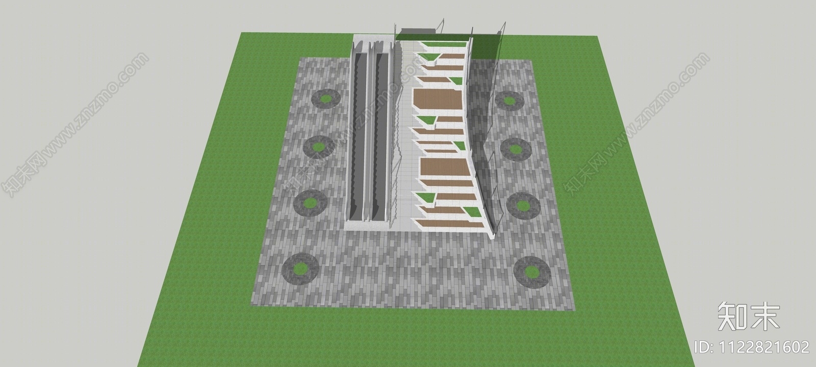 现代台阶景观SU模型下载【ID:1122821602】