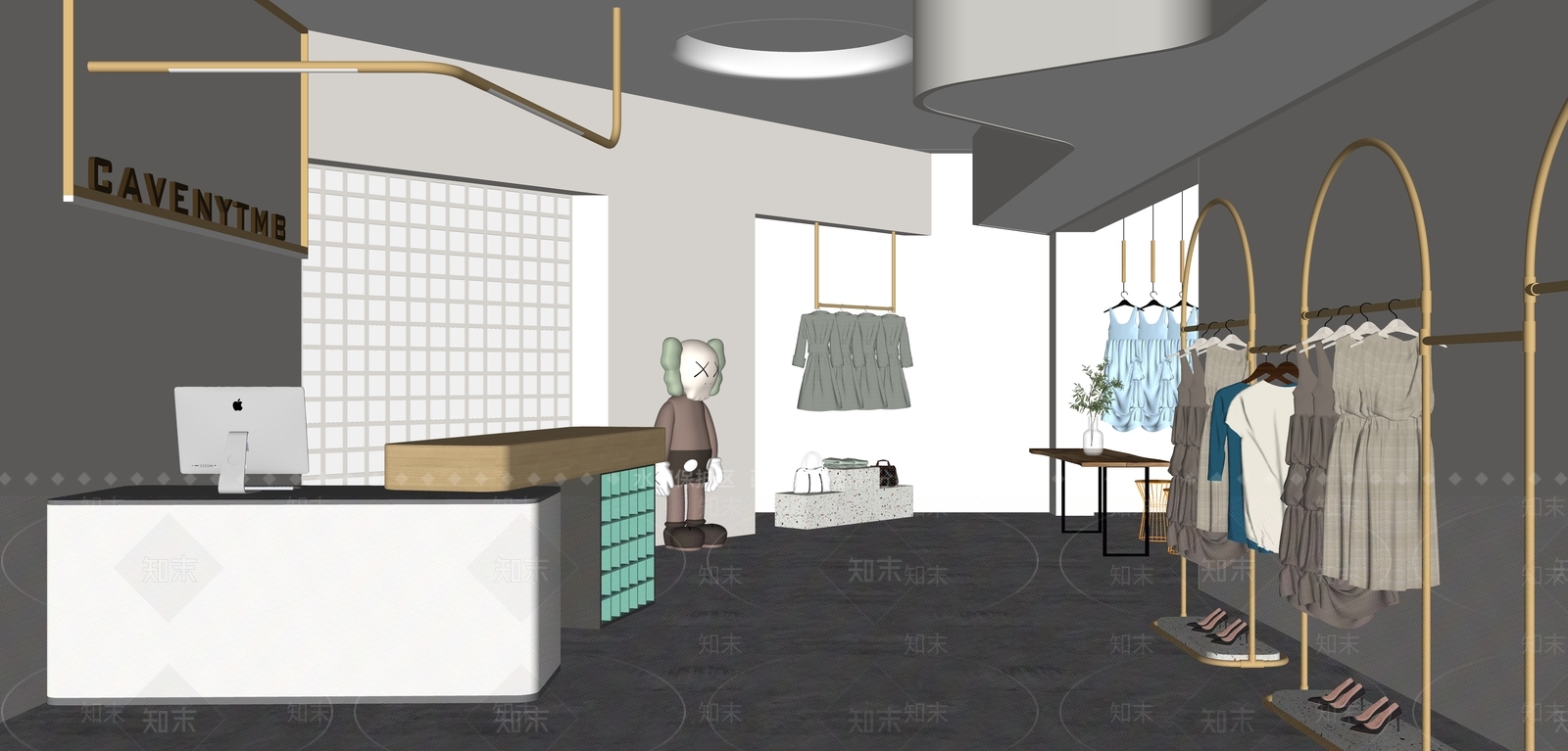 现代服装箱包店SU模型下载【ID:1122807560】