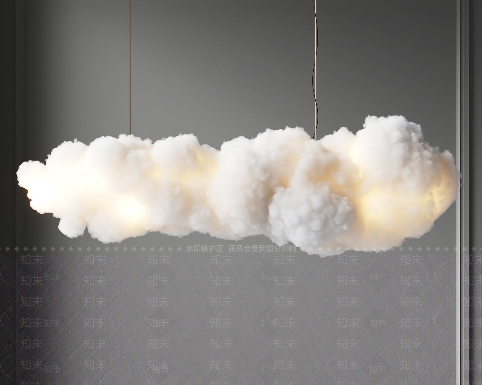 现代云朵吊灯SU模型下载【ID:1122809113】