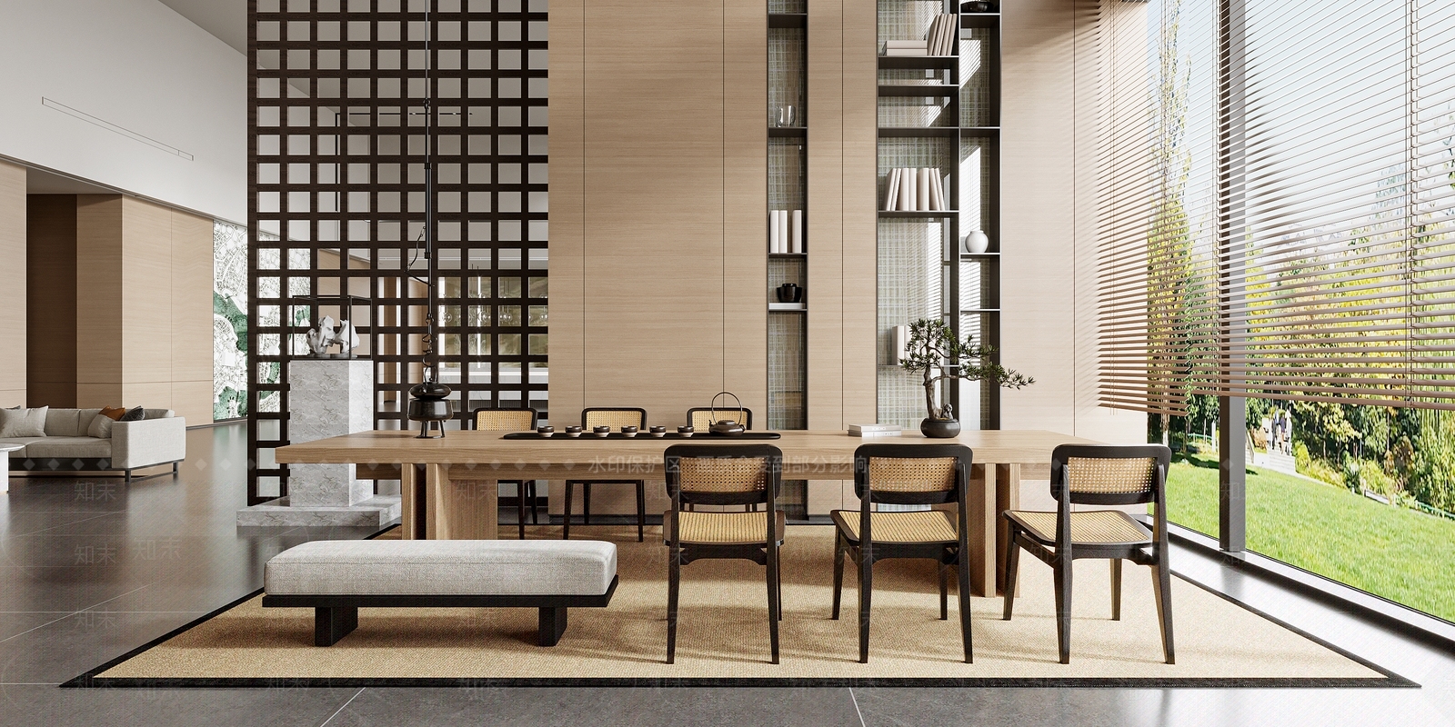 新中式售楼处品茶区3D模型下载【ID:1122810326】