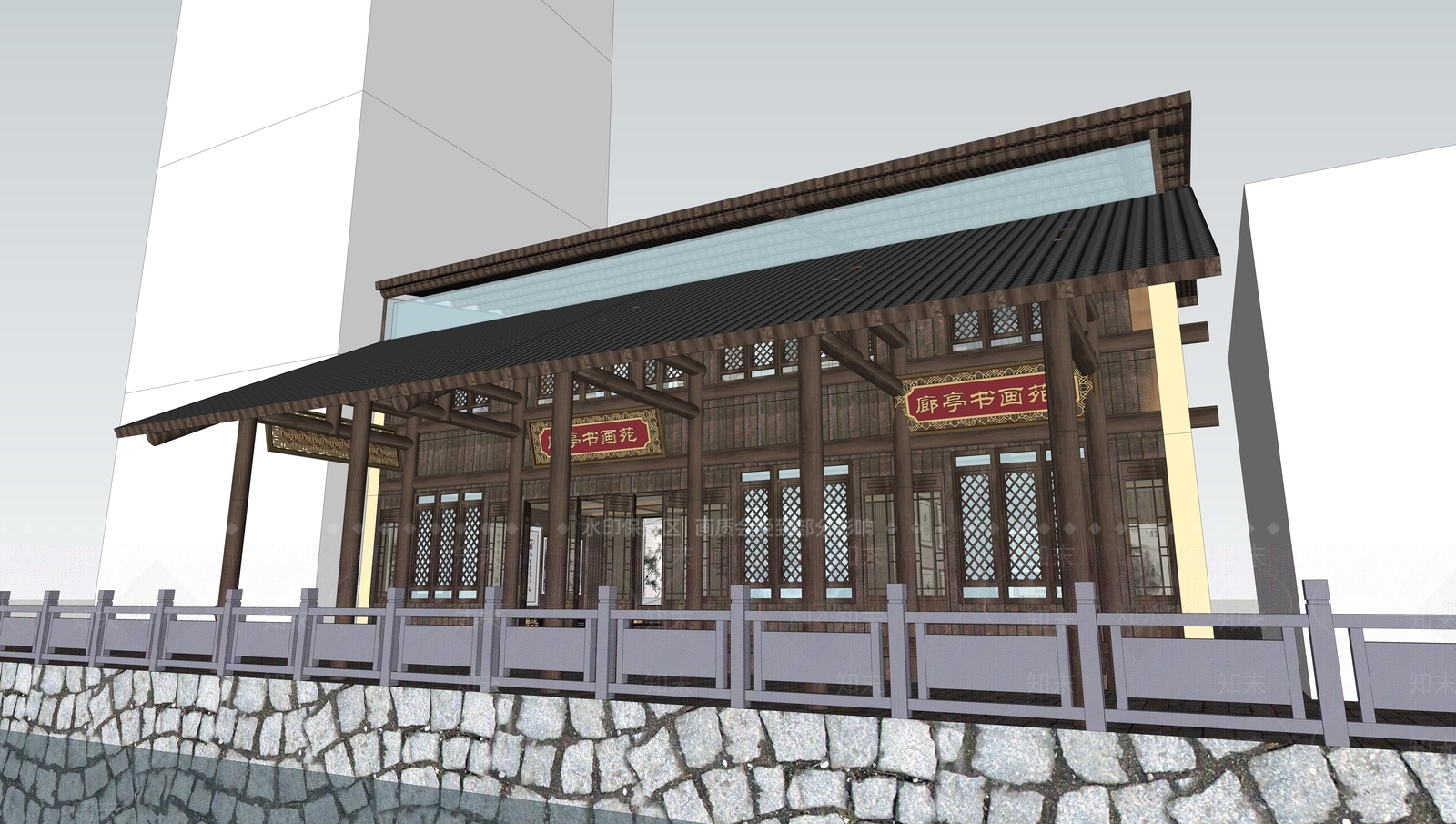 中式文化场馆SU模型下载【ID:1122812365】