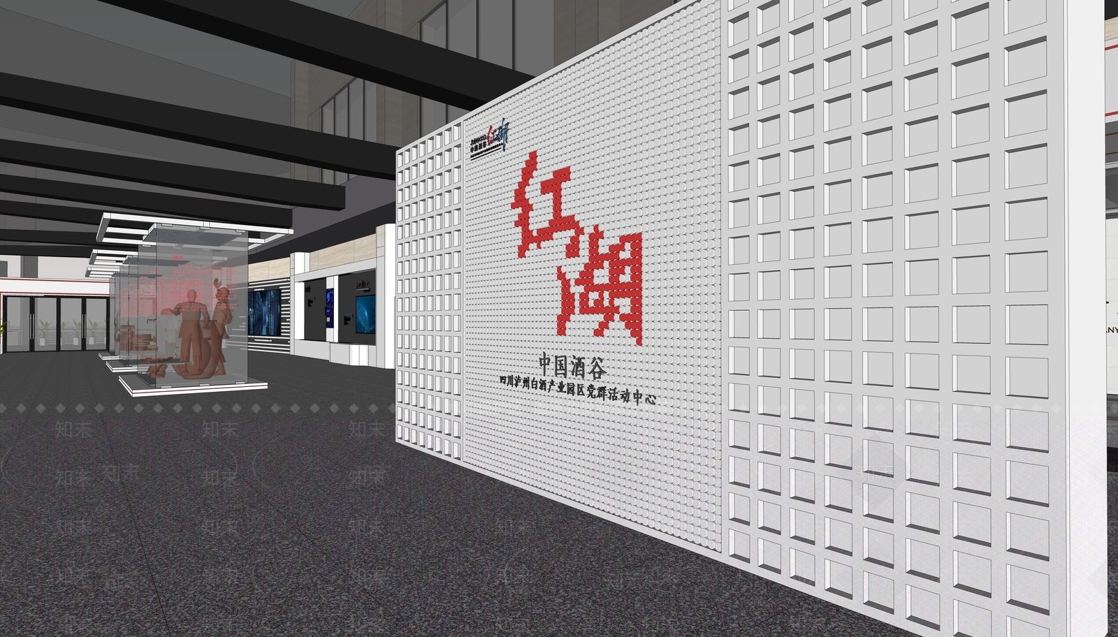 现代党建展厅SU模型下载【ID:1122813637】