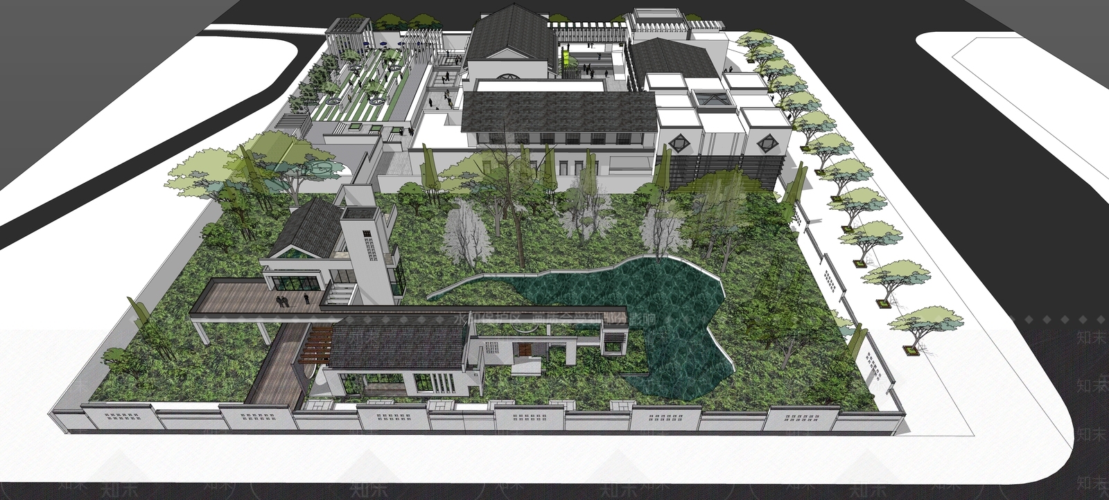 新中式文化场馆SU模型下载【ID:1122813806】