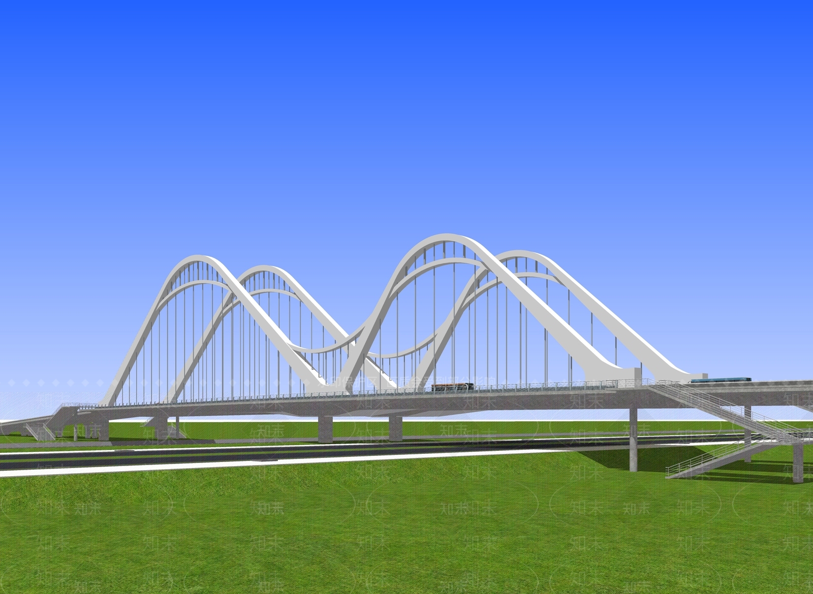 现代过街天桥SU模型下载【ID:1122816061】