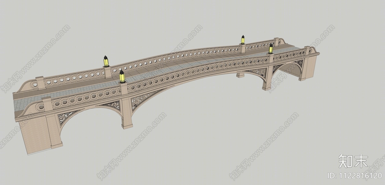 欧式大桥SU模型下载【ID:1122816120】