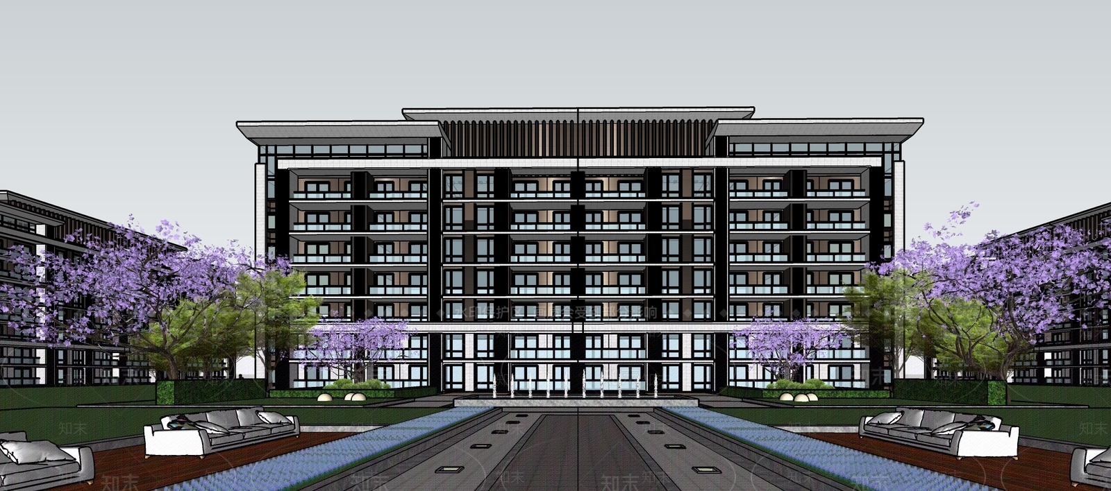 新中式多层住宅SU模型下载【ID:1122819260】