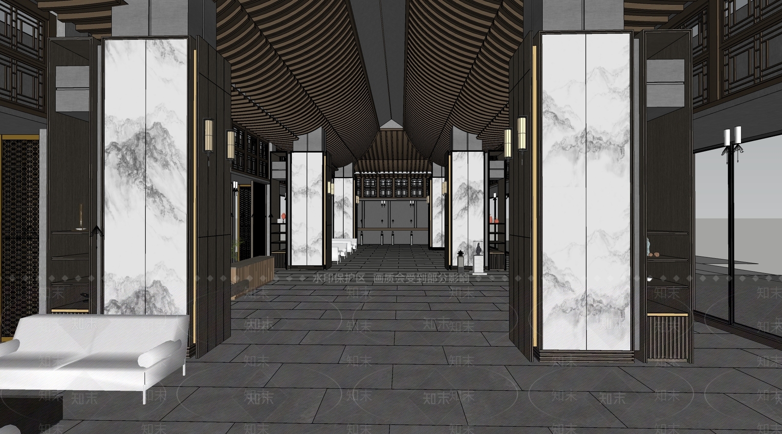 中式售楼处内部SU模型下载【ID:1122824876】